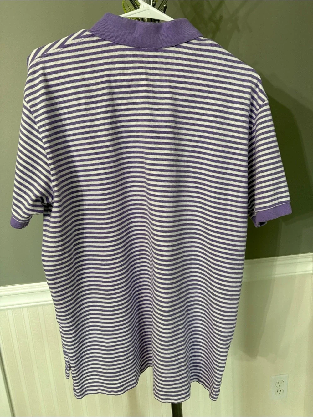 Ralph Lauren Lavender and White Striped Polo with Orange Pony